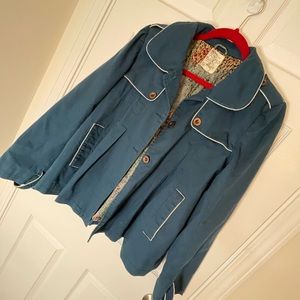 COPY - Anthropologie Tulle 100% cotton pea coat blue jacket large